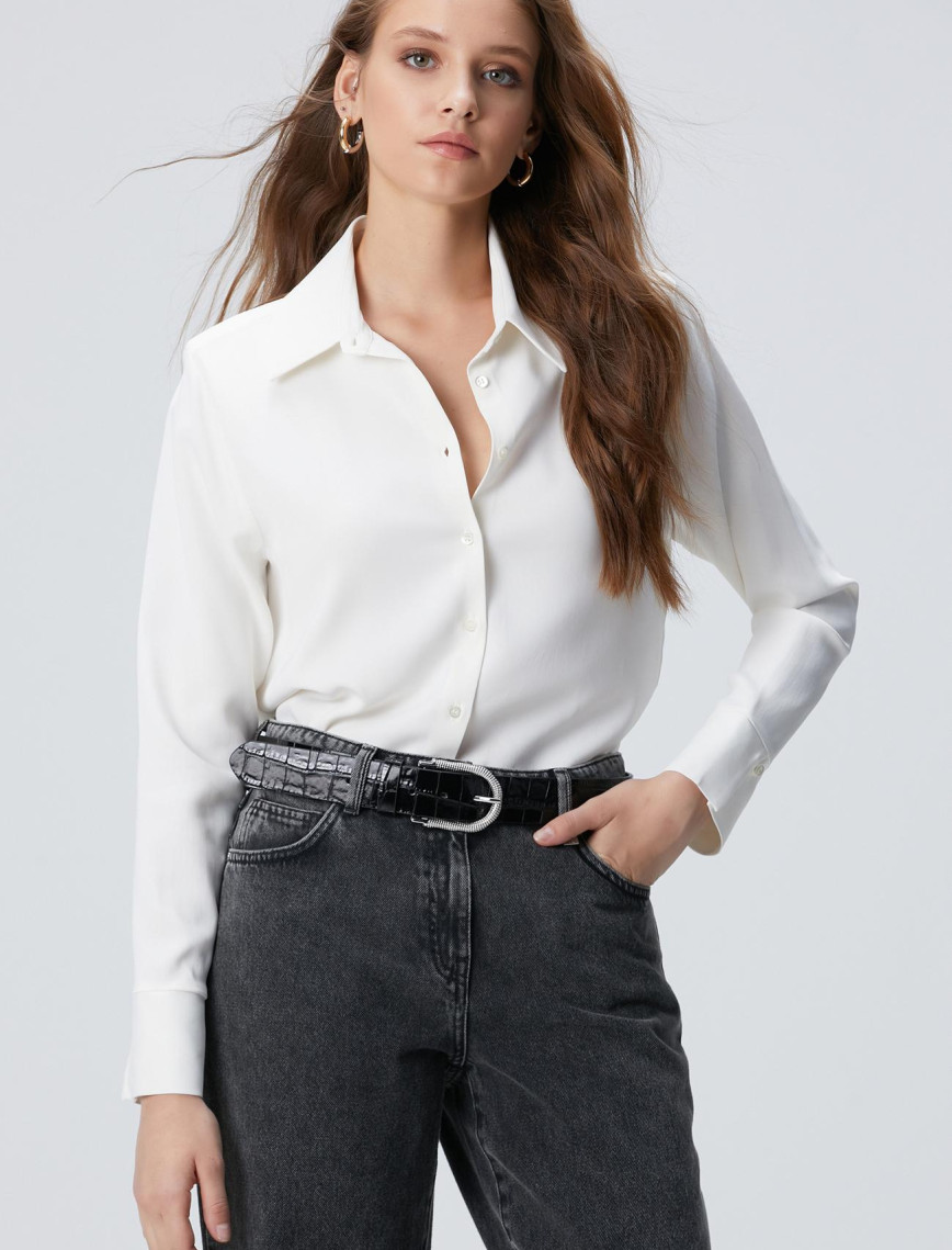 Network Kadın Kırık Beyaz Vatkalı Gömlek Network Kadın Kırık Beyaz Vatkalı Gömlek