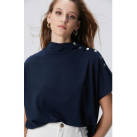 Network Kadın Lacivert Çıtçıt Detaylı T-shirt Network Kadın Lacivert Çıtçıt Detaylı T-shirt