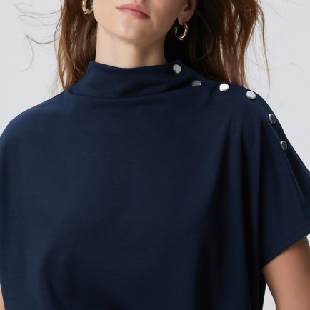 Network Kadın Lacivert Çıtçıt Detaylı T-shirt Network Kadın Lacivert Çıtçıt Detaylı T-shirt