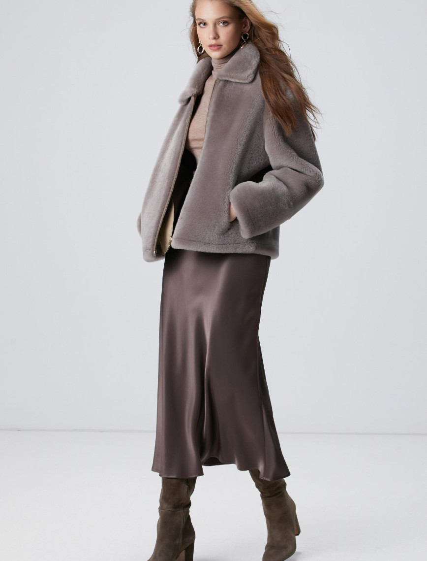 Network Kadın Vizon Midi Saten Etek Network Kadın Vizon Midi Saten Etek