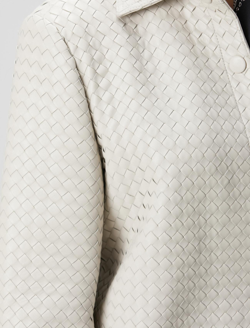 Network Kadın Taş Limited Örgü Desenli Deri Gömlek Network Kadın Taş Limited Örgü Desenli Deri Gömlek