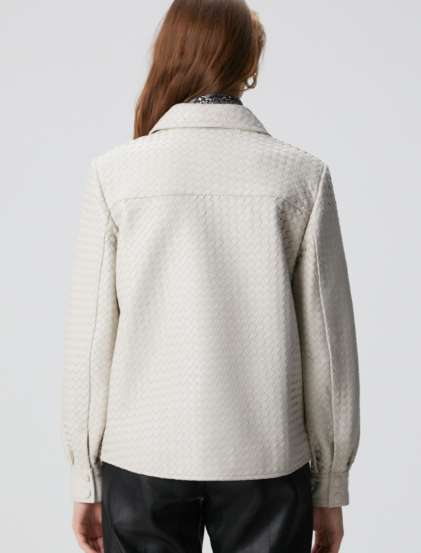 Network Kadın Taş Limited Örgü Desenli Deri Gömlek Network Kadın Taş Limited Örgü Desenli Deri Gömlek