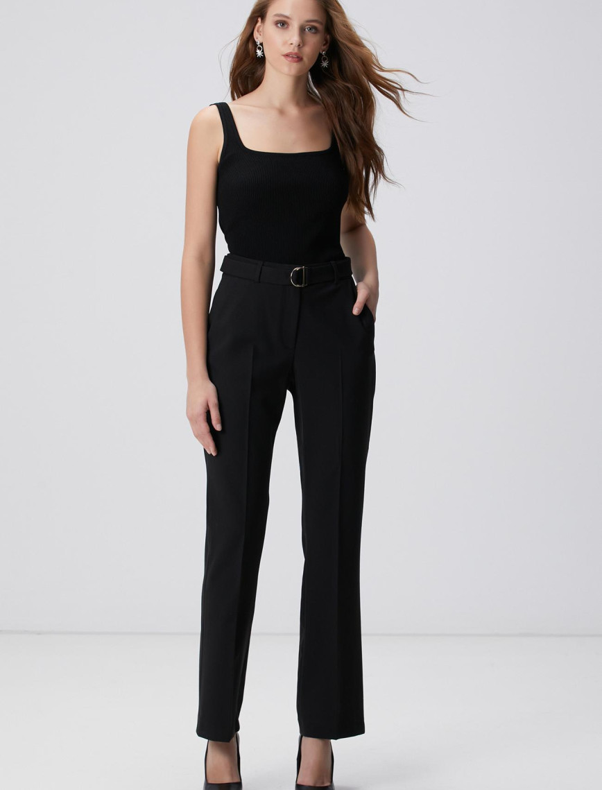 Network Kadın Siyah Yün Karışımlı Pantolon