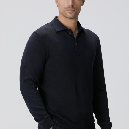 Network Erkek Lacivert Polo Yaka Keten Karışımlı Triko Kazak Network Erkek Lacivert Polo Yaka Keten Karışımlı Triko Kazak