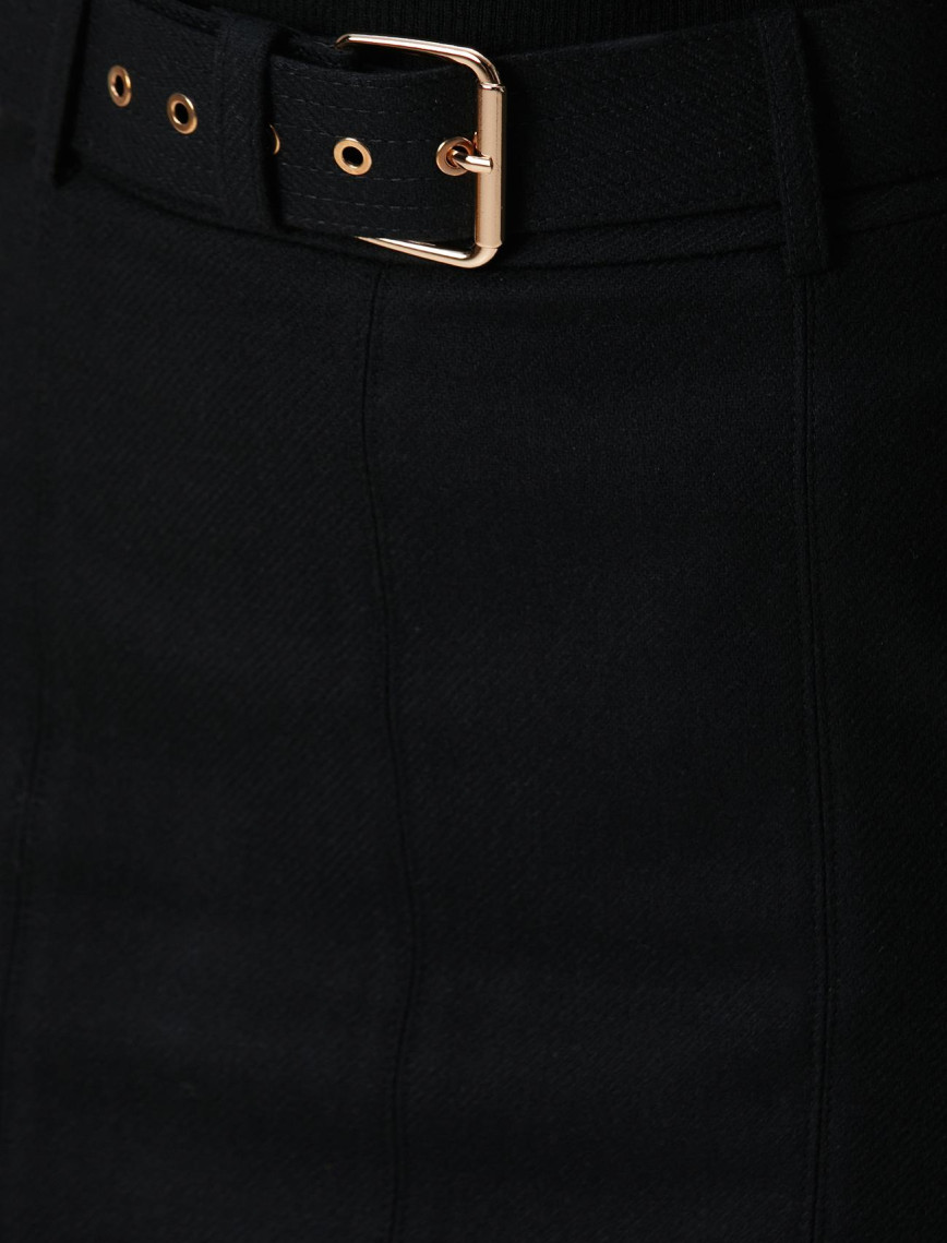 Network Kadın Siyah Yün Karışımlı Mini Etek Network Kadın Siyah Yün Karışımlı Mini Etek