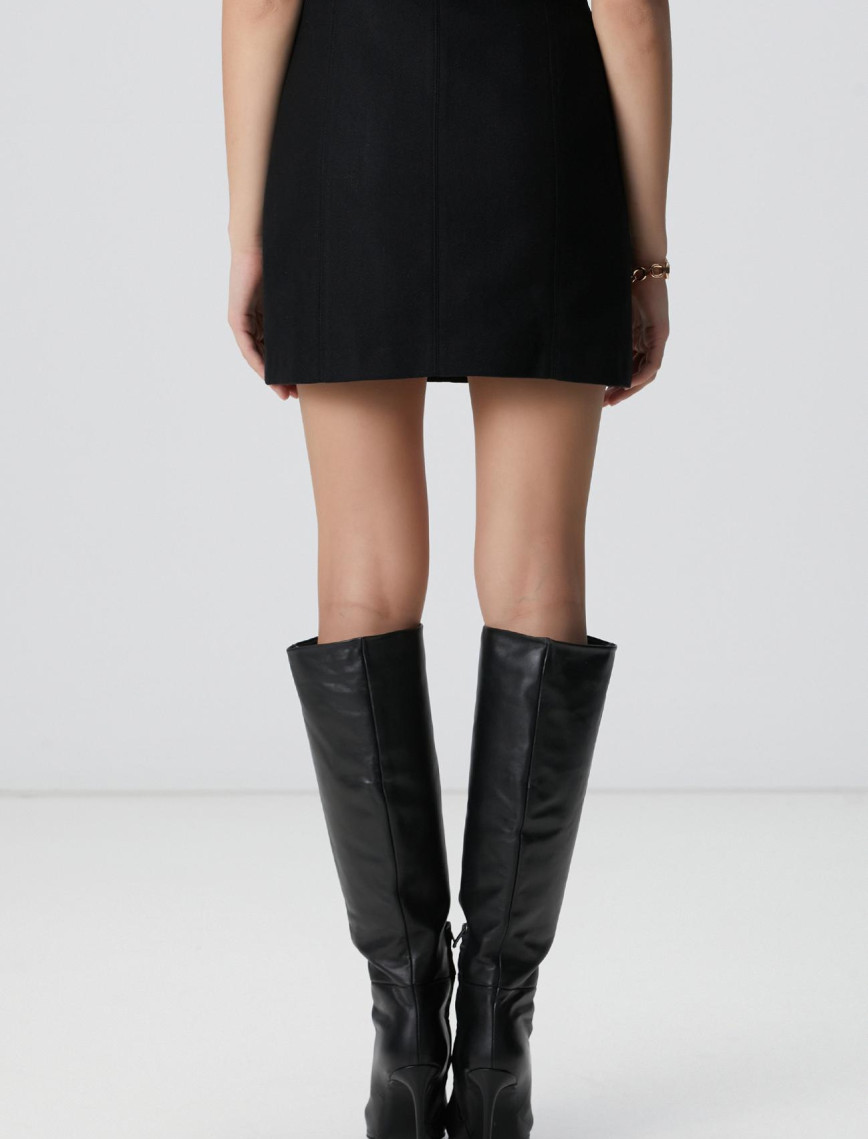 Network Kadın Siyah Yün Karışımlı Mini Etek Network Kadın Siyah Yün Karışımlı Mini Etek
