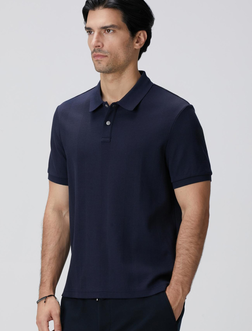 Network Erkek Lacivert Waffle Dokulu T-shirt