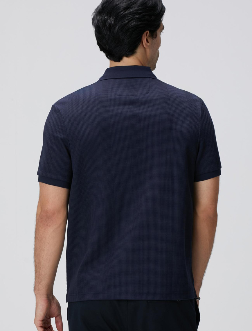 Network Erkek Lacivert Waffle Dokulu T-shirt