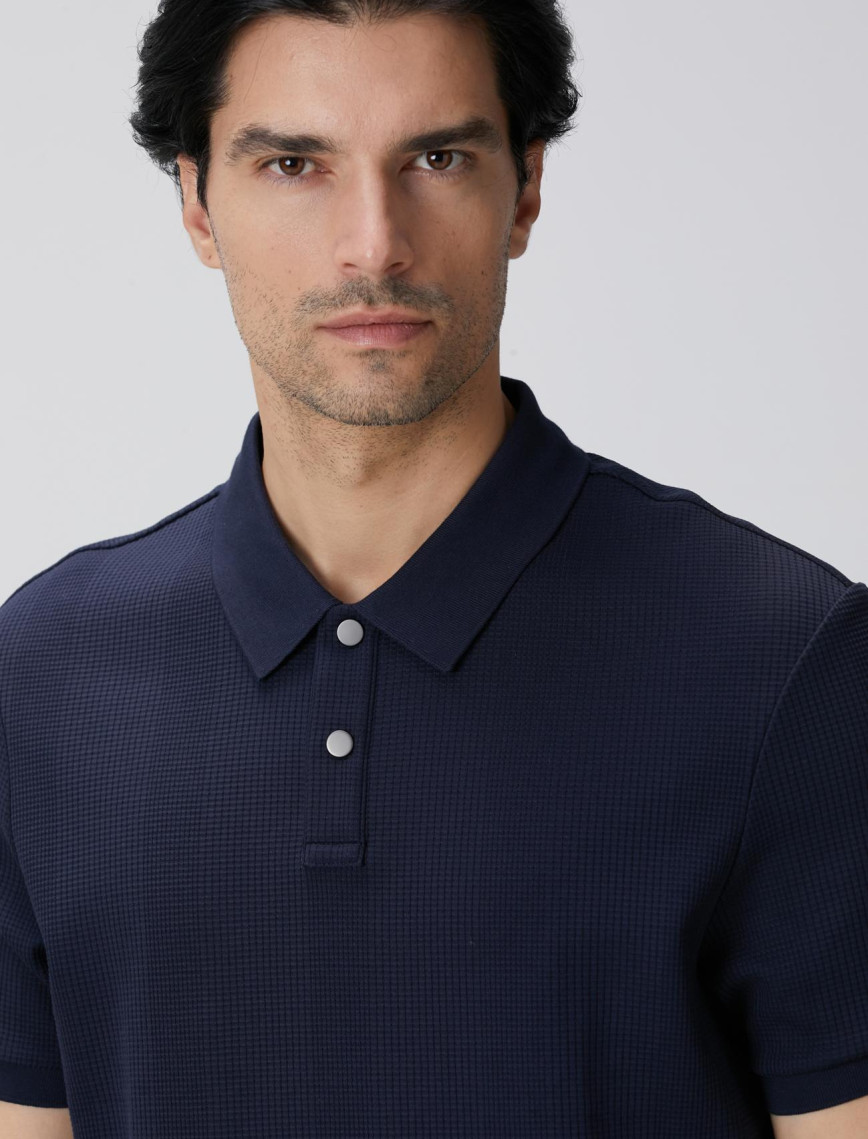 Network Erkek Lacivert Waffle Dokulu T-shirt