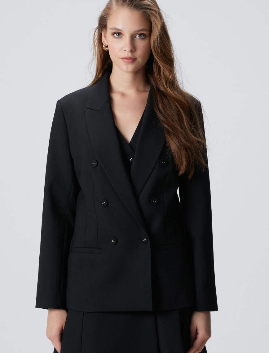 Network Kadın Siyah Yün Karışımlı Ceket Network Kadın Siyah Yün Karışımlı Ceket