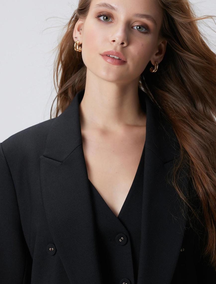 Network Kadın Siyah Yün Karışımlı Ceket Network Kadın Siyah Yün Karışımlı Ceket