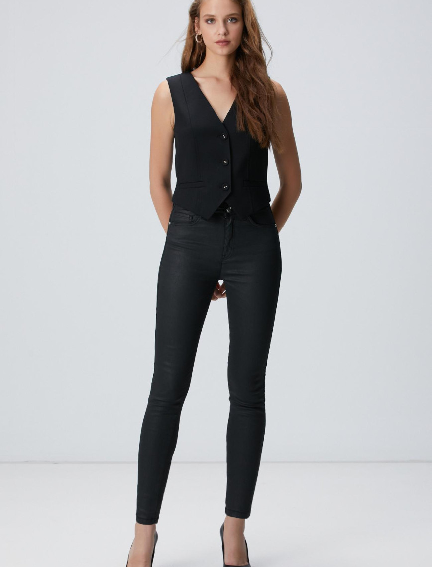 Network Kadın Siyah Denim Pantolon