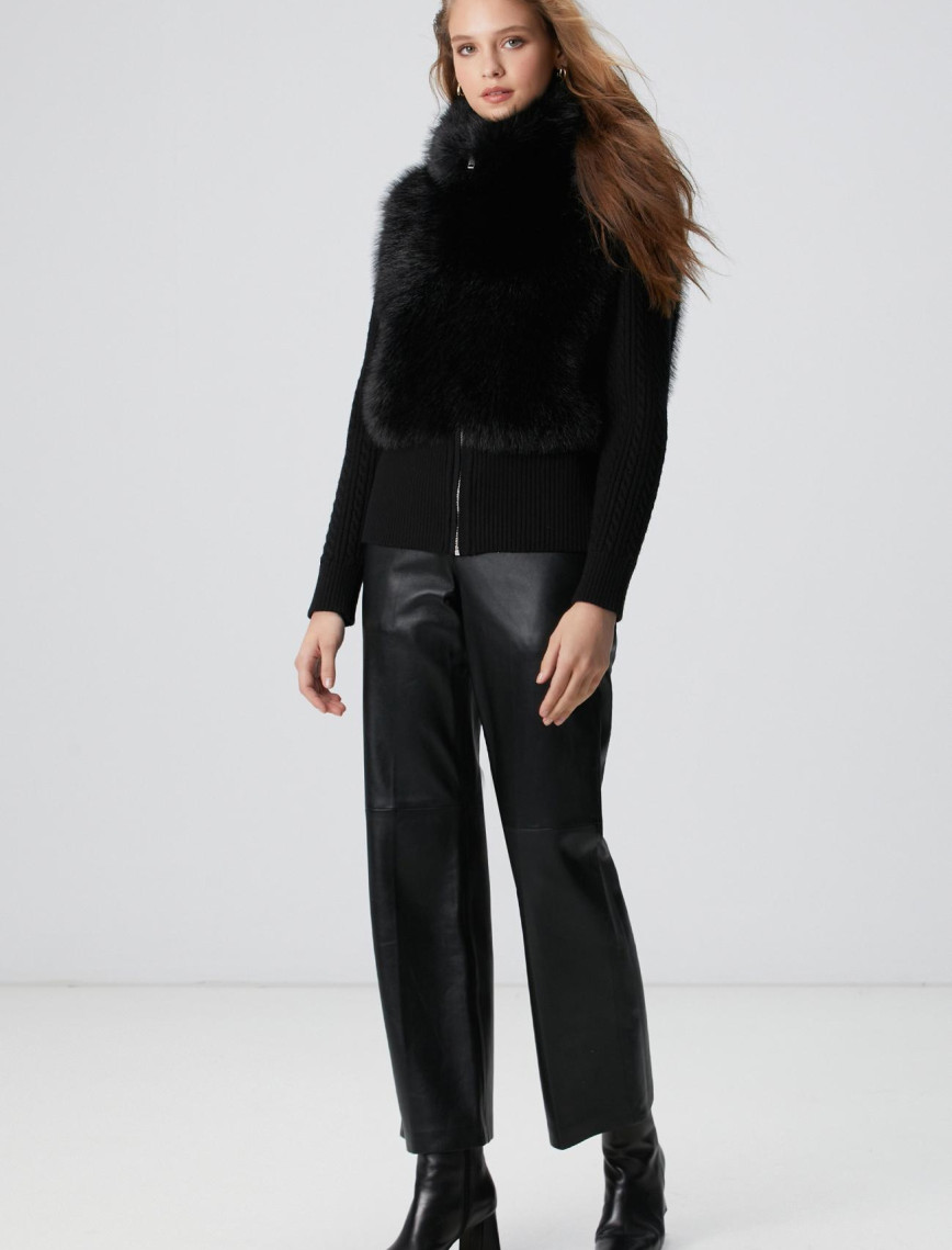 Network Kadın Kırık Beyaz Suni Kürk Detaylı Triko Mont Network Kadın Kırık Beyaz Suni Kürk Detaylı Triko Mont