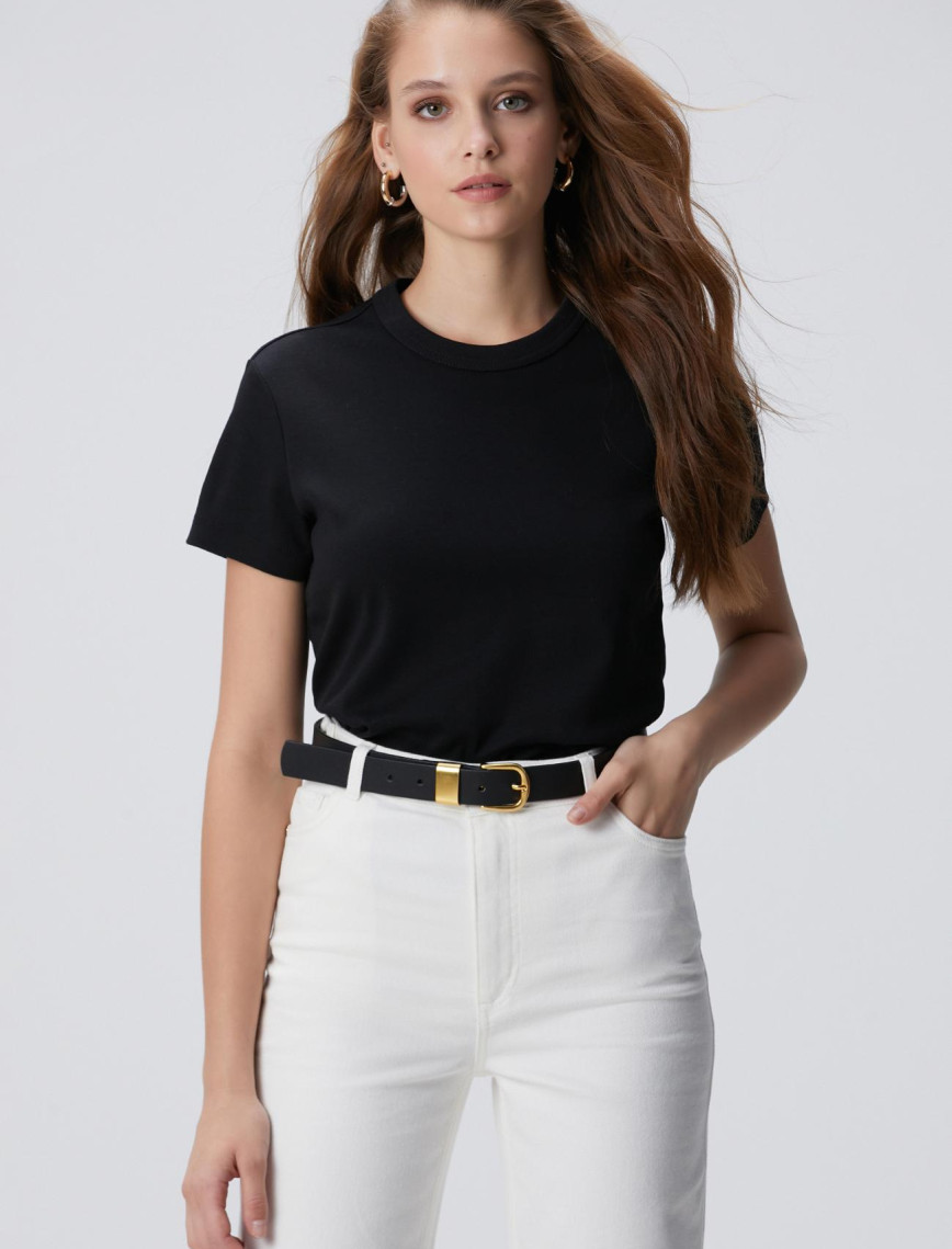 Network Kadın Siyah Basic T-shirt Network Kadın Siyah Basic T-shirt