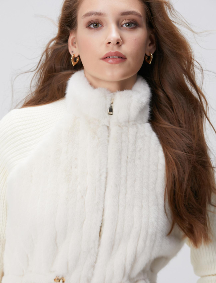 Network Kadın Suni Kürklü Triko Mont Network Kadın Suni Kürklü Triko Mont