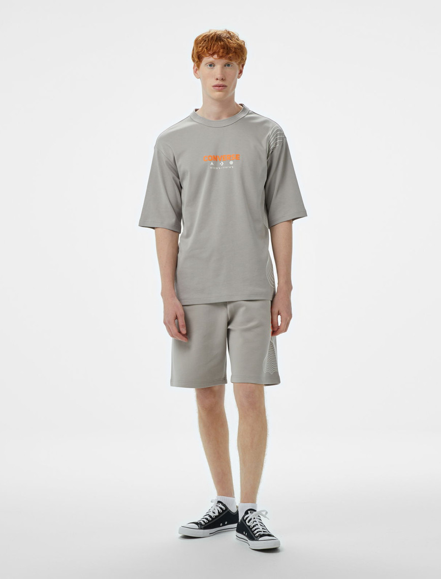 Converse Star Chevron Baskılı Erkek Oversize Fit Gri T-Shirt Converse Star Chevron Baskılı Erkek Oversize Fit Gri T-Shirt