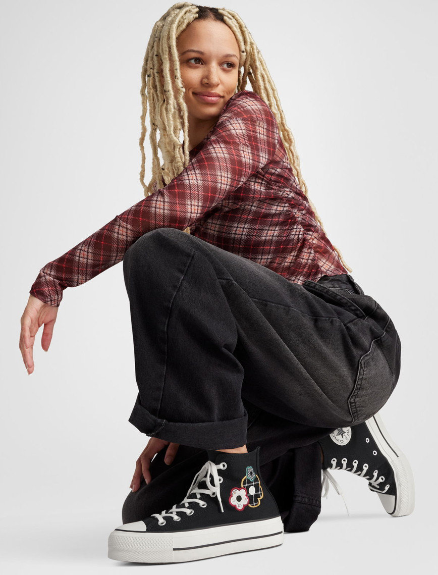 Converse Chuck Taylor All Star Lift Platform Floral Kadın Siyah Sneaker Converse Chuck Taylor All Star Lift Platform Floral Kadın Siyah Sneaker