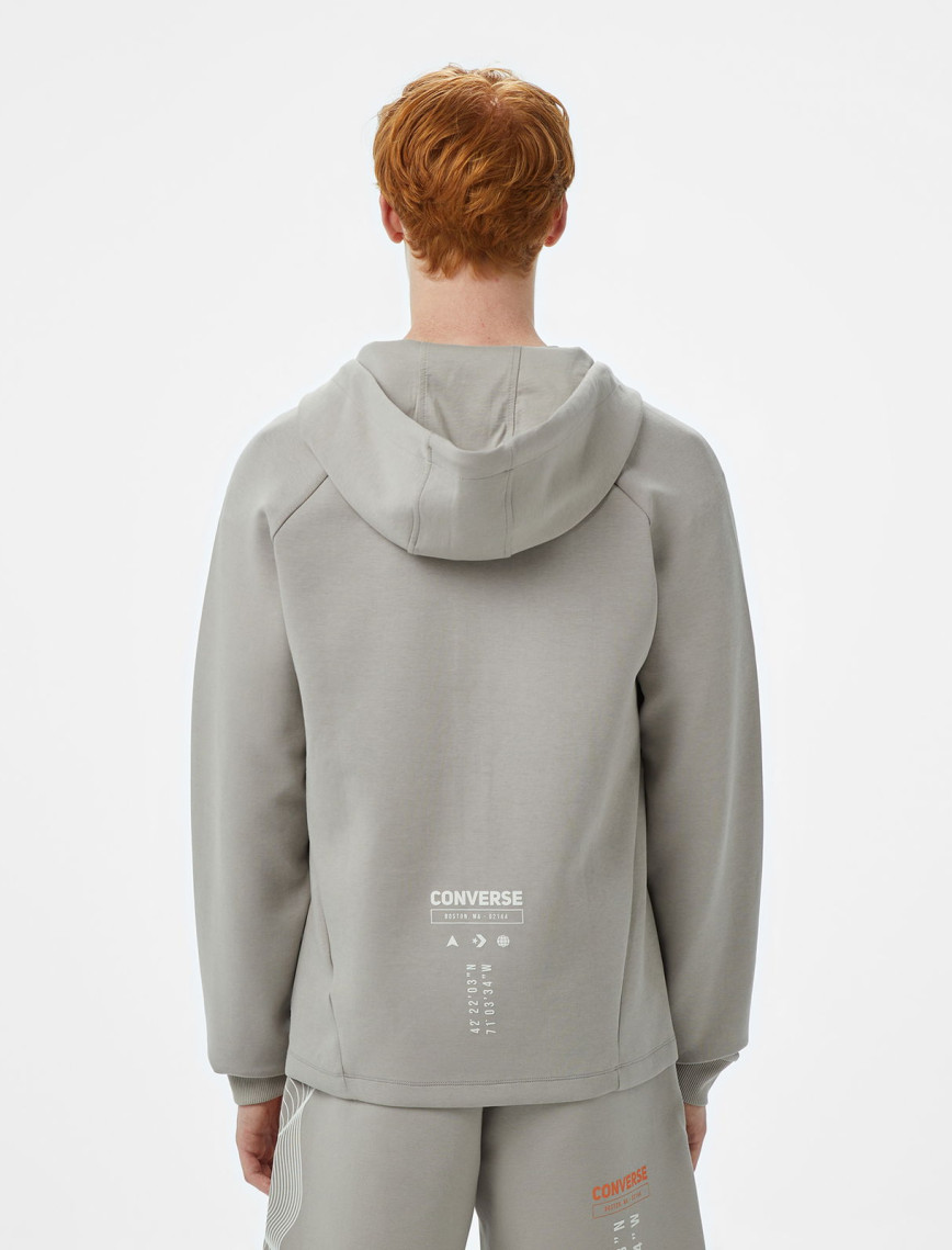 Converse Star Chevron Baskılı Regular Fit Erkek Gri Hoodie