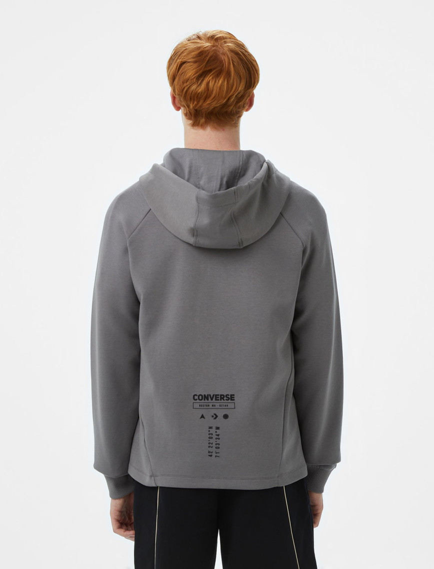 Converse Star Chevron Baskılı Erkek Regular Fit Gri Hoodie