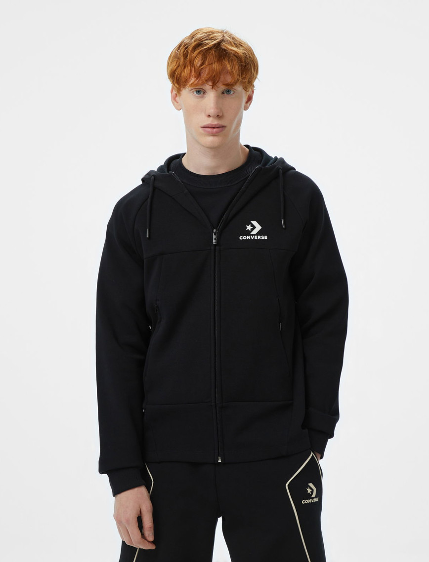 Converse Star Chevron Baskılı Regular Fit Erkek Gri Hoodie