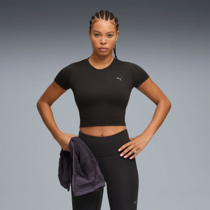 Puma Cloudspun Ss Twist Kadın Siyah Antrenman T-Shirt