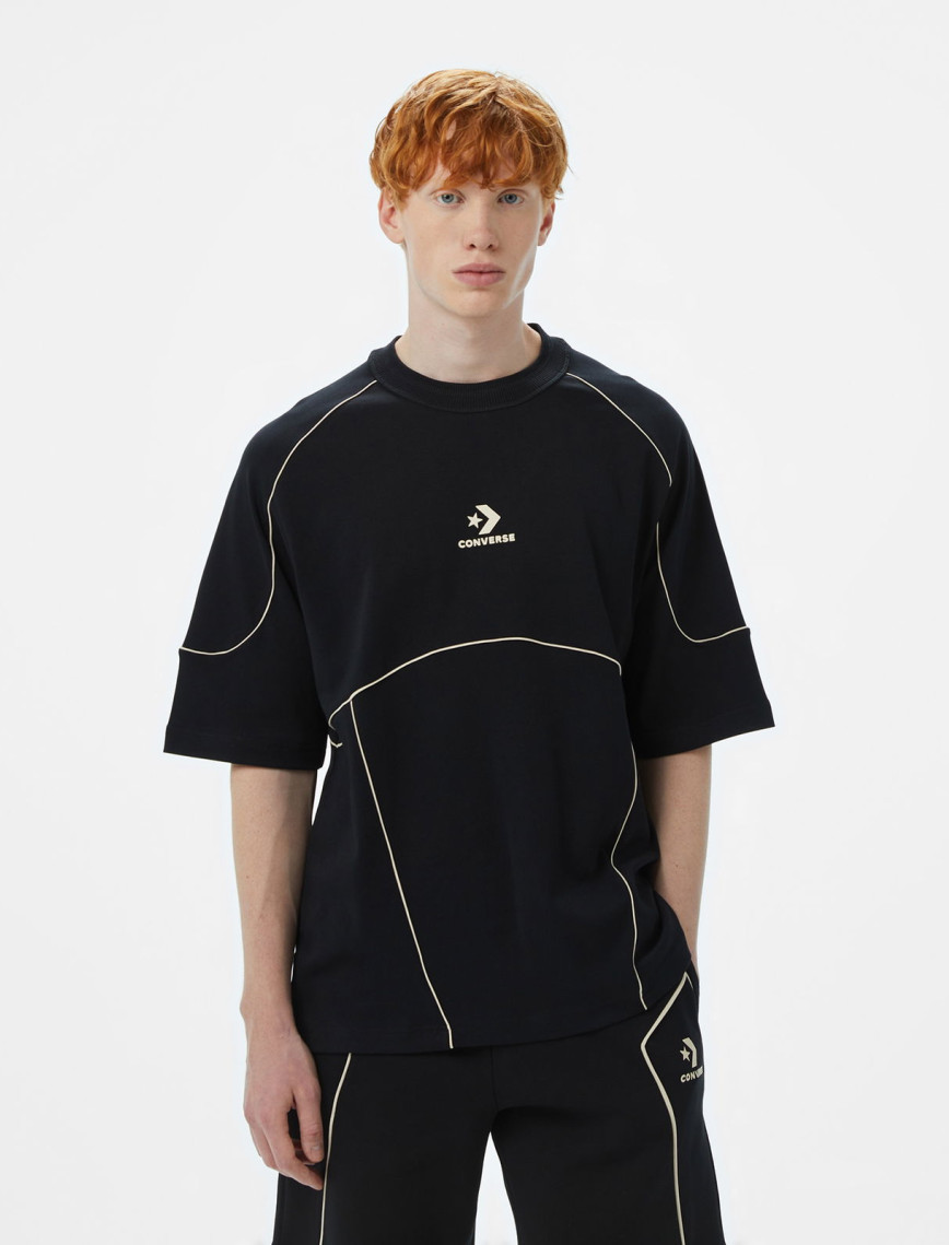 Converse Star Chevron Baskılı Erkek Oversize Fit Siyah T-Shirt Converse Star Chevron Baskılı Erkek Oversize Fit Siyah T-Shirt