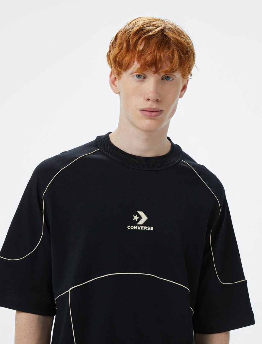 Converse Star Chevron Baskılı Erkek Oversize Fit Siyah T-Shirt Converse Star Chevron Baskılı Erkek Oversize Fit Siyah T-Shirt
