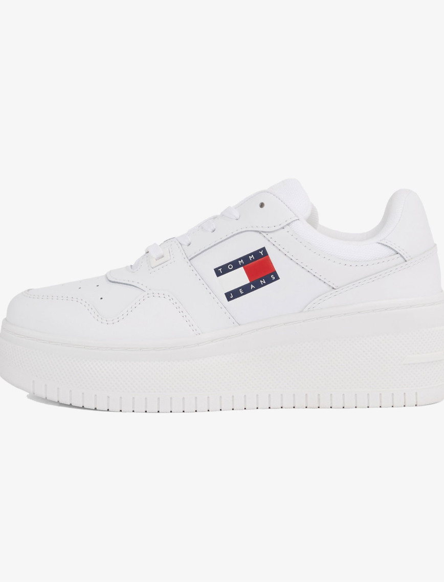 Tommy Jeans New Retro Basket Kadın Beyaz Sneaker Tommy Jeans New Retro Basket Kadın Beyaz Sneaker