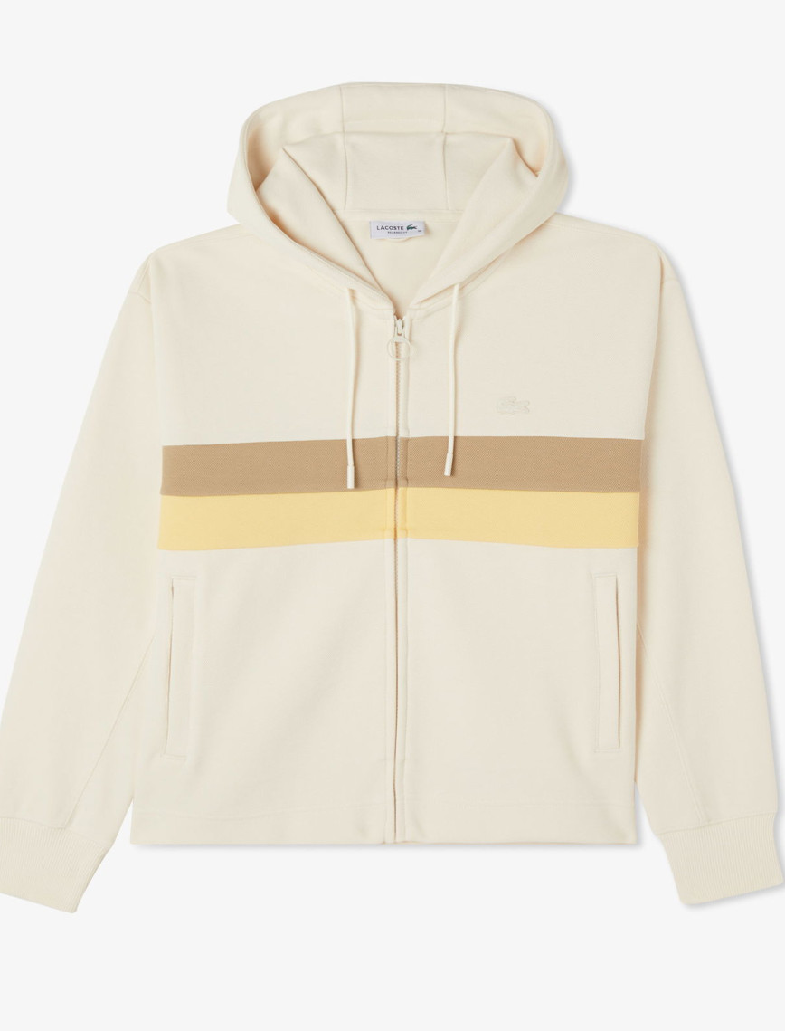 Lacoste Kadın Relaxed Fit Kapüşonlu Renk Bloklu Krem Sweatshirt Lacoste Kadın Relaxed Fit Kapüşonlu Renk Bloklu Krem Sweatshirt