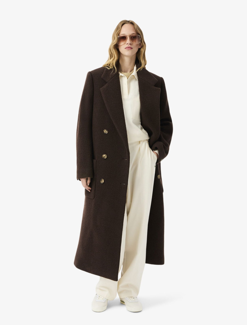 Lacoste Kadın Oversize Fit Polo Yaka Krem Sweatshirt