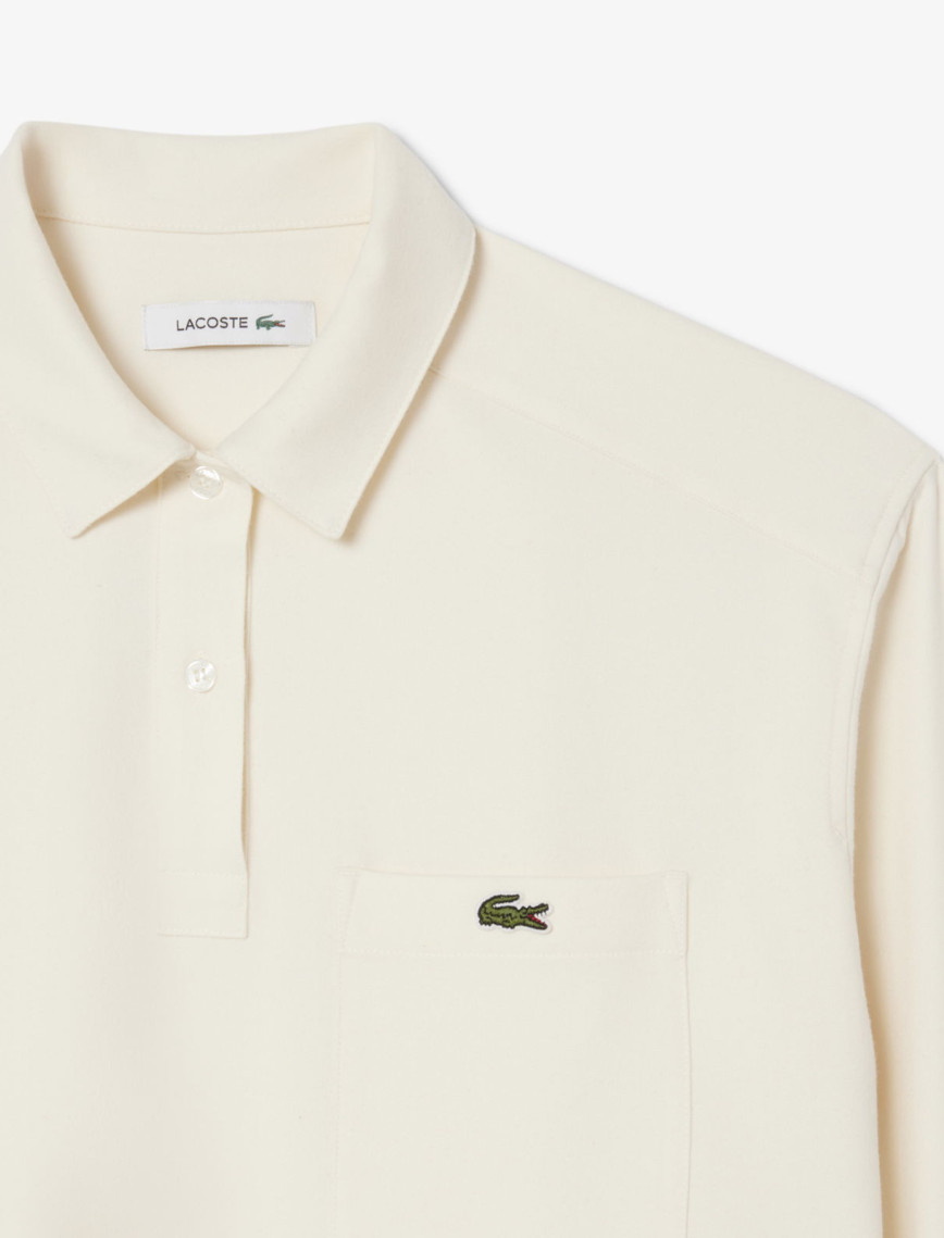 Lacoste Kadın Oversize Fit Polo Yaka Krem Sweatshirt