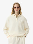 Lacoste Kadın Oversize Fit Polo Yaka Krem Sweatshirt