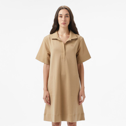Lacoste Kadın Relaxed Fit Kısa Kollu Polo Yaka Bej Elbise Lacoste Kadın Relaxed Fit Kısa Kollu Polo Yaka Bej Elbise