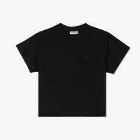 Lacoste Kadın Loose Fit Bisiklet Yaka Siyah T-Shirt
