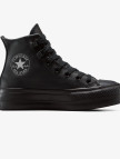Converse Chuck Taylor All Star Lift Platform Deri Kadın Siyah Sneaker