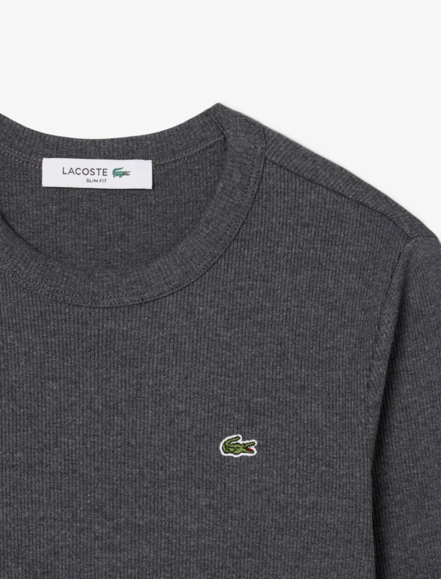 Lacoste Kadın Slim Fit Uzun Kollu Bisiklet Yaka Gri T-Shirt Lacoste Kadın Slim Fit Uzun Kollu Bisiklet Yaka Gri T-Shirt