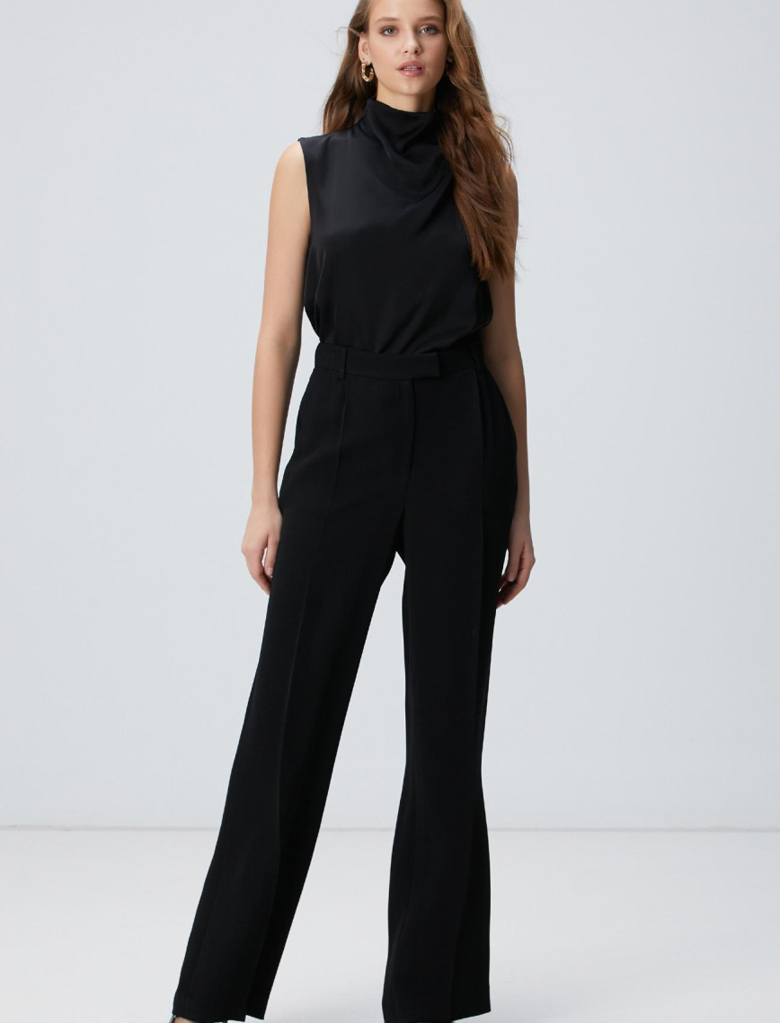 Network Kadın Siyah Pileli Pantolon Network Kadın Siyah Pileli Pantolon