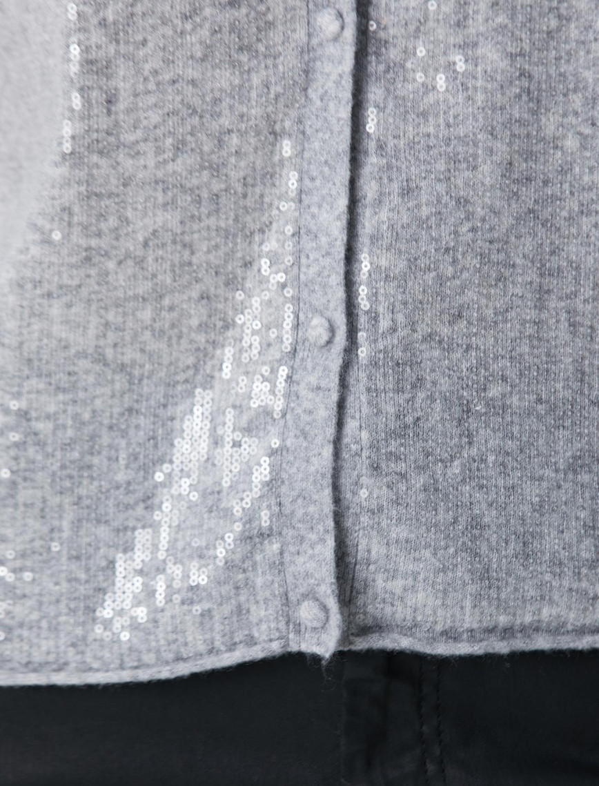 Network Kadın Açık Gri Melanj Payetli Hırka Network Kadın Açık Gri Melanj Payetli Hırka