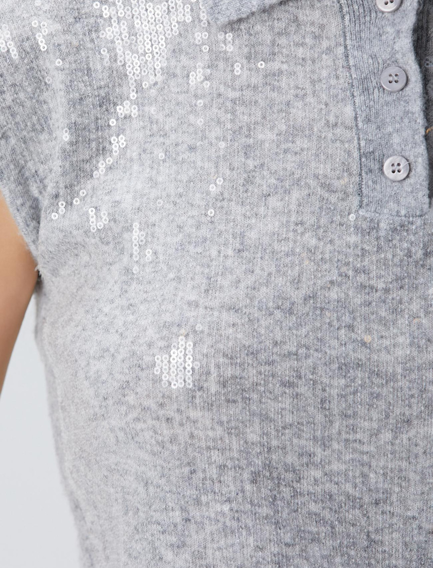 Network Kadın Açık Gri Melanj Payetli Triko Kazak Network Kadın Açık Gri Melanj Payetli Triko Kazak