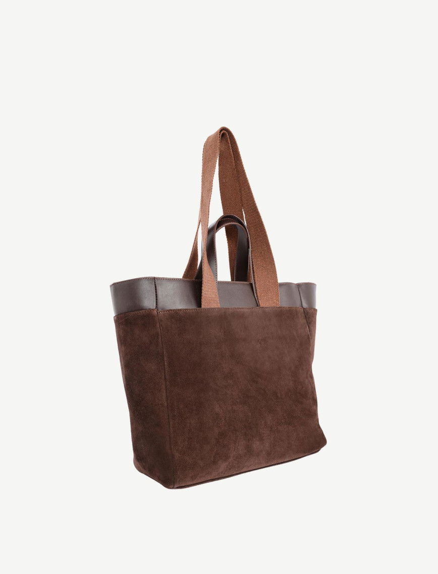 YARGICI Kolon Detaylı Süet Deri Omuz Çantası YARGICI Kolon Detaylı Süet Deri Omuz Çantası