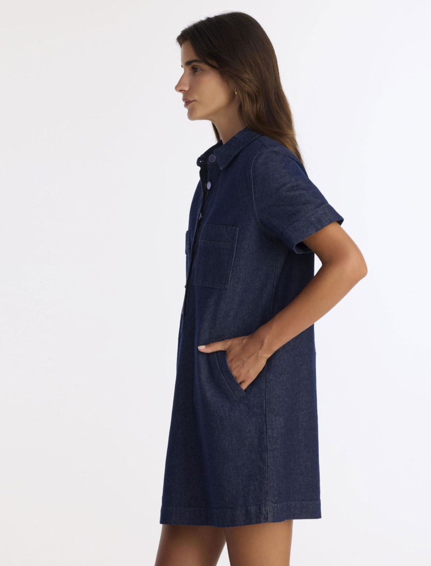 YARGICI Düz Gömlek Yaka Kısa Kol Elbise YARGICI Düz Gömlek Yaka Kısa Kol Elbise