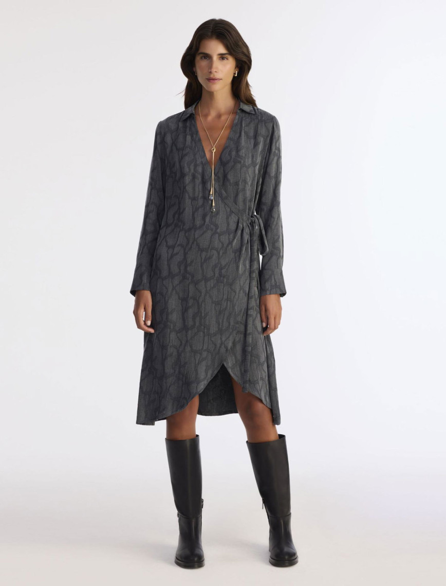 YARGICI Dar Gömlek Yaka Uzun Kol Elbise