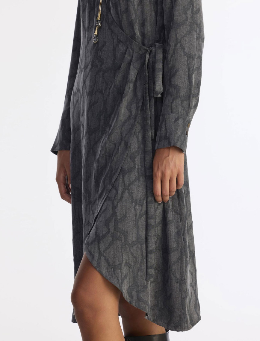 YARGICI Dar Gömlek Yaka Uzun Kol Elbise