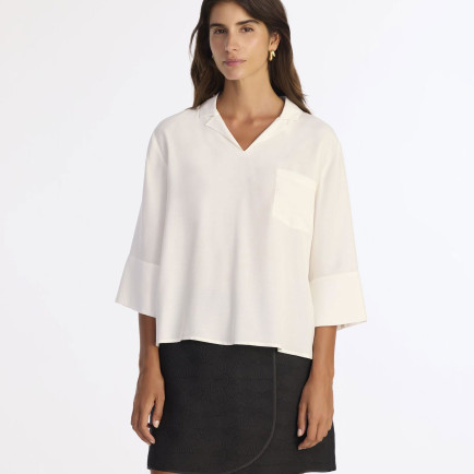 YARGICI Regular Gömlek Yaka 3/4 Kol Bluz YARGICI Regular Gömlek Yaka 3/4 Kol Bluz