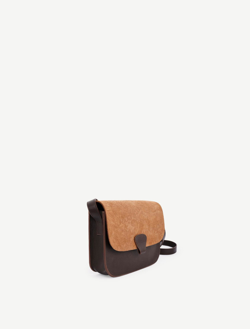 YARGICI Şal Baskılı Süet Garnili Deri Çapraz Çanta YARGICI Şal Baskılı Süet Garnili Deri Çapraz Çanta