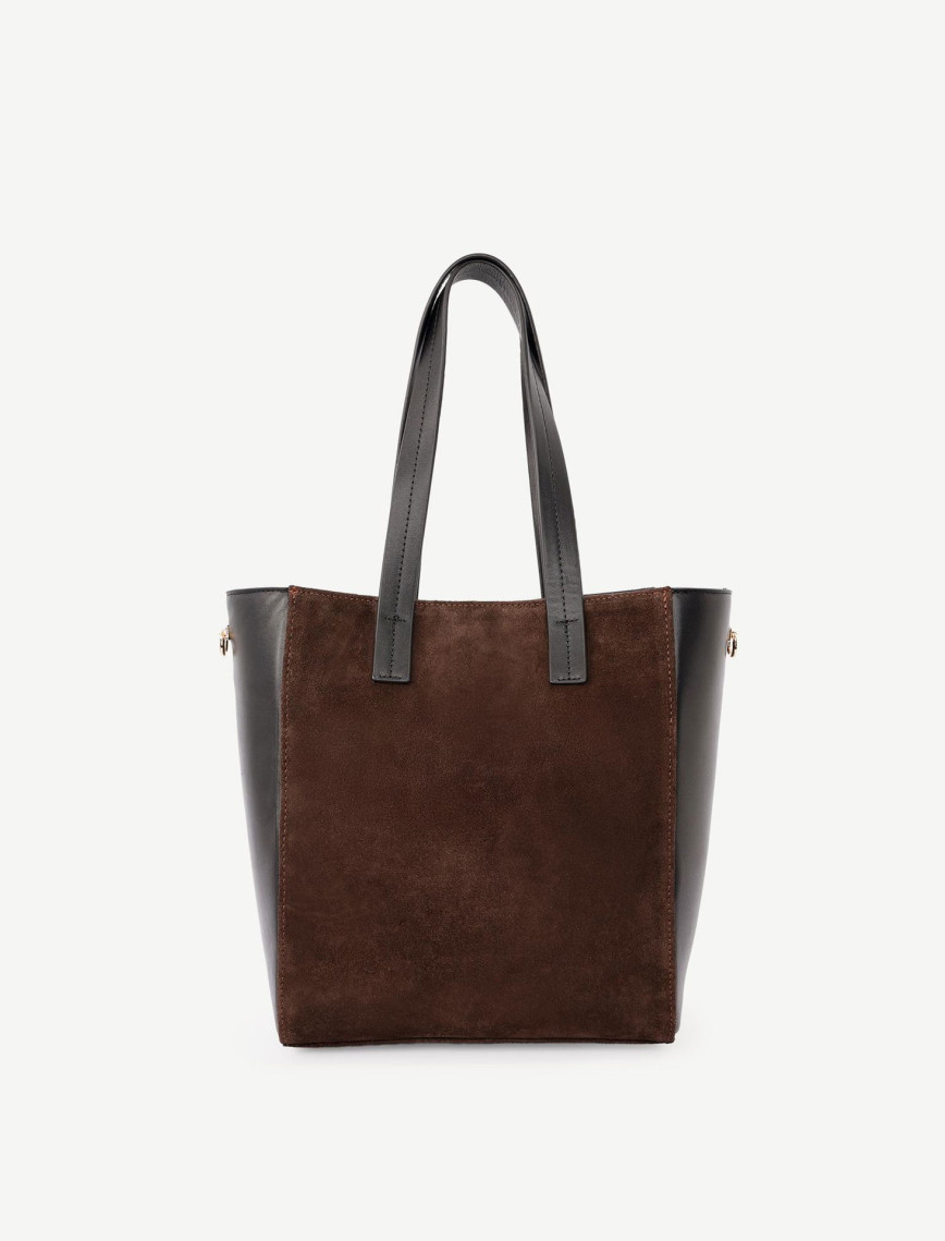 YARGICI Fermuar Detaylı Deri Garnili Süet Omuz Çantası YARGICI Fermuar Detaylı Deri Garnili Süet Omuz Çantası