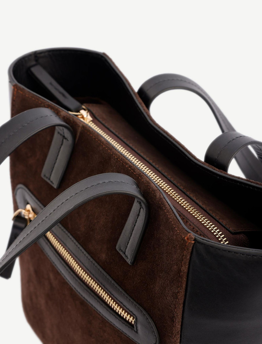 YARGICI Fermuar Detaylı Deri Garnili Süet Omuz Çantası YARGICI Fermuar Detaylı Deri Garnili Süet Omuz Çantası