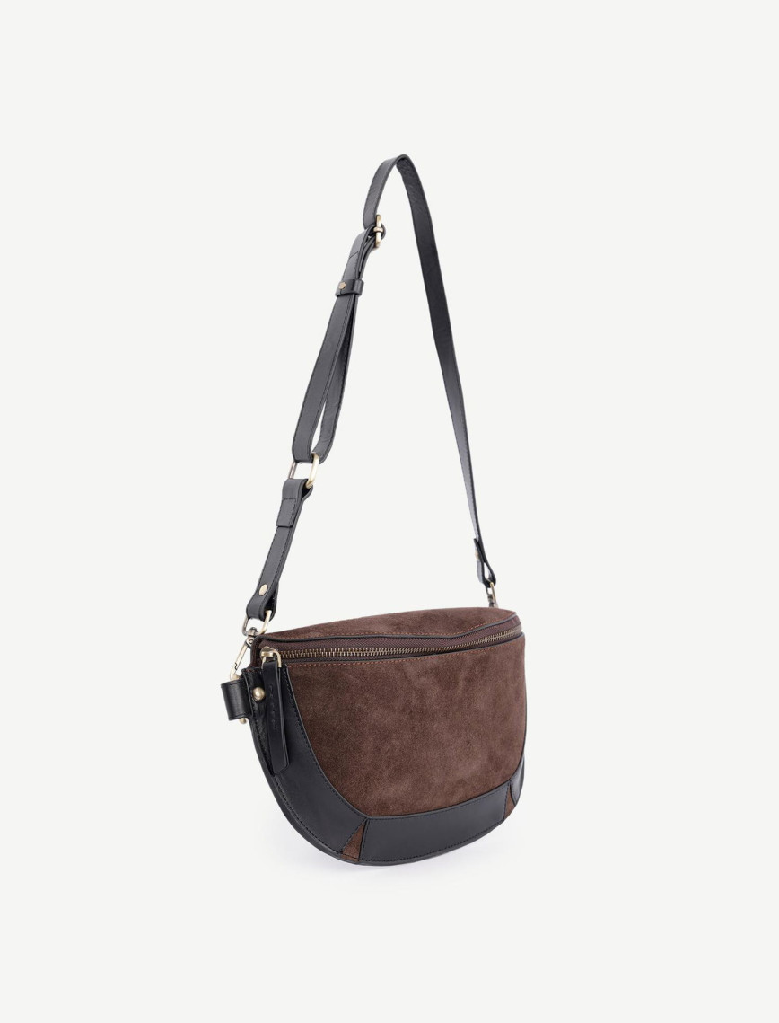 YARGICI Deri Garnili Süet Bel Çantası YARGICI Deri Garnili Süet Bel Çantası