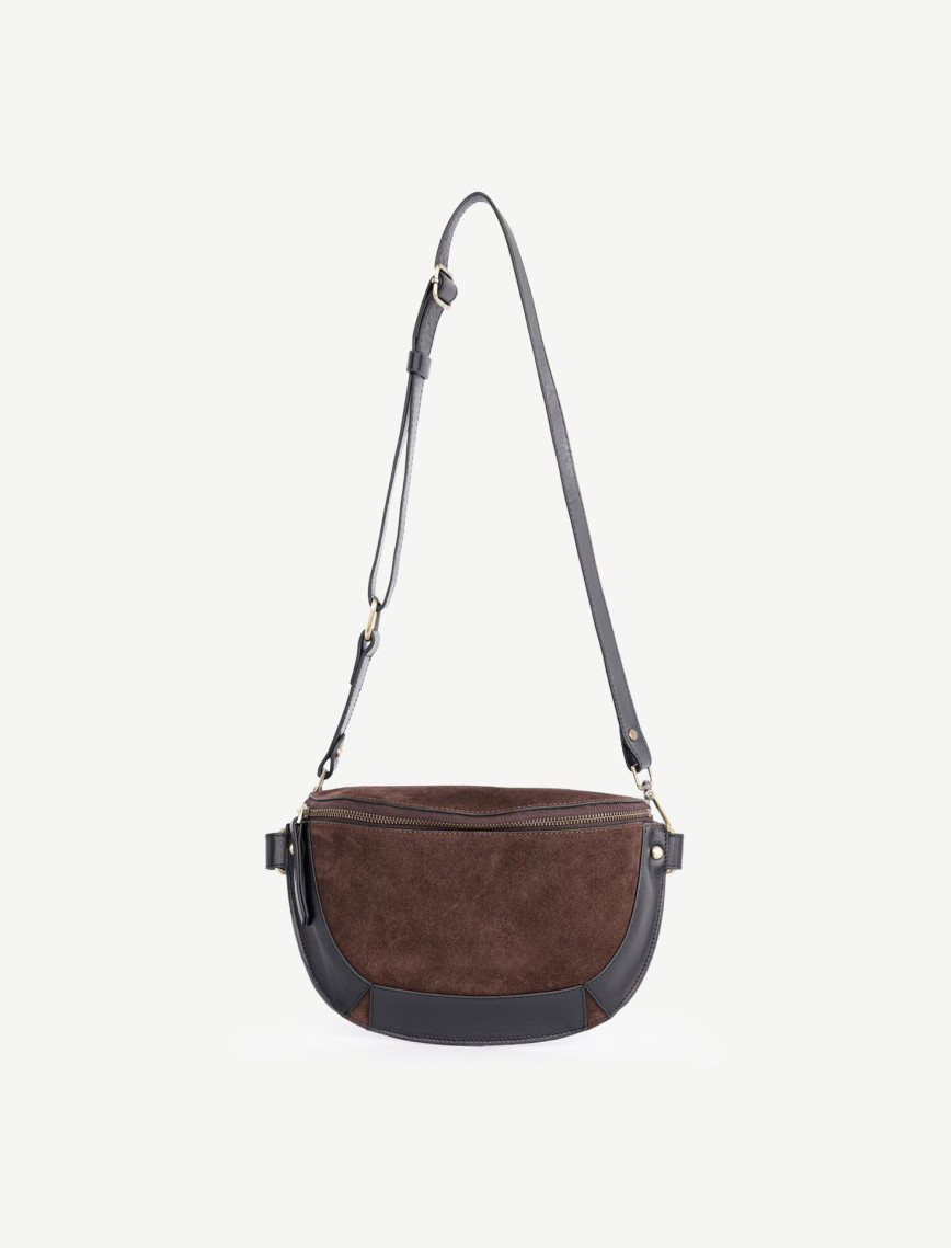 YARGICI Deri Garnili Süet Bel Çantası YARGICI Deri Garnili Süet Bel Çantası