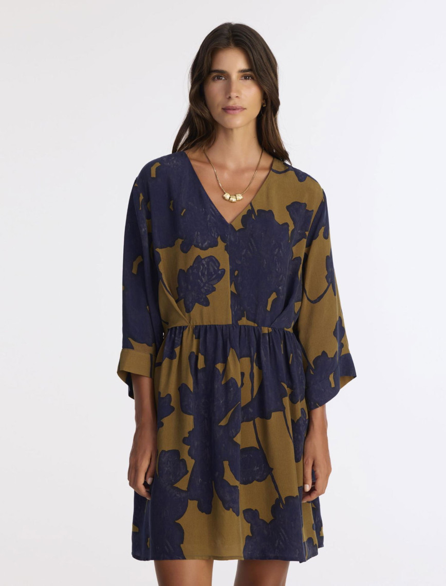 YARGICI Bol V Yaka 3/4 Kol Elbise YARGICI Bol V Yaka 3/4 Kol Elbise